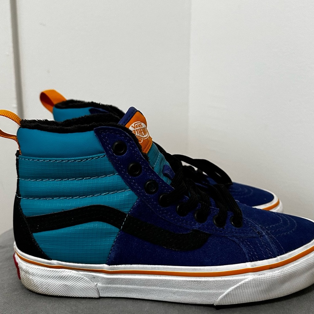 Blue and orange vans